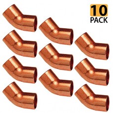 [10-Pack] PROCURU 1/2-Inch Copper 45-Degree Elbow CxC | Professional Grade NSF Lead Free Certified (1/2-inch (0.5")  10-Pack) - B01N9VQM4O